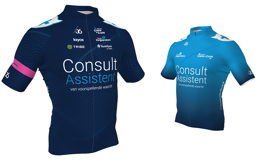 Dit zijn de Tour de Care & Cure jerseys van 2025, side by side
