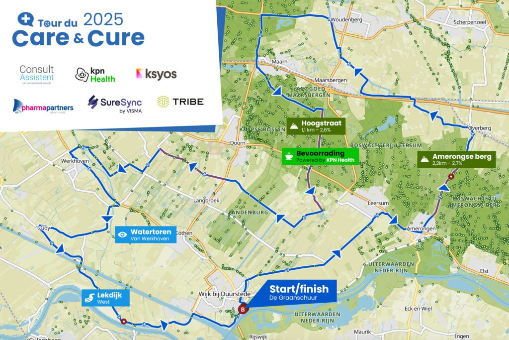 Dit is de route van de Tour du Care & Cure in 2025!